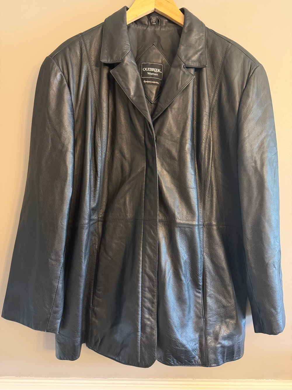 Outbrook Woman Genuine Lambskin Black Leather Zip Jacket Coat Plus Size 2X